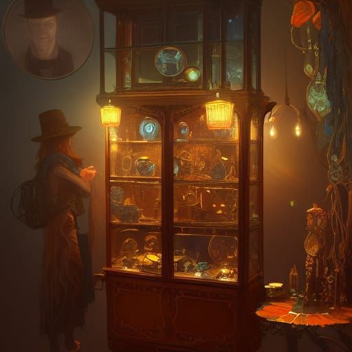 Intricate Witchy Curio Cabinet Concept Art