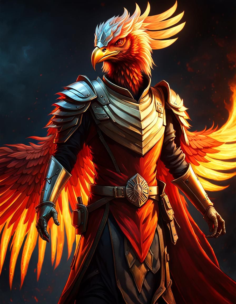 Ethereal Phoenix Warrior in Dark Fantasy Style