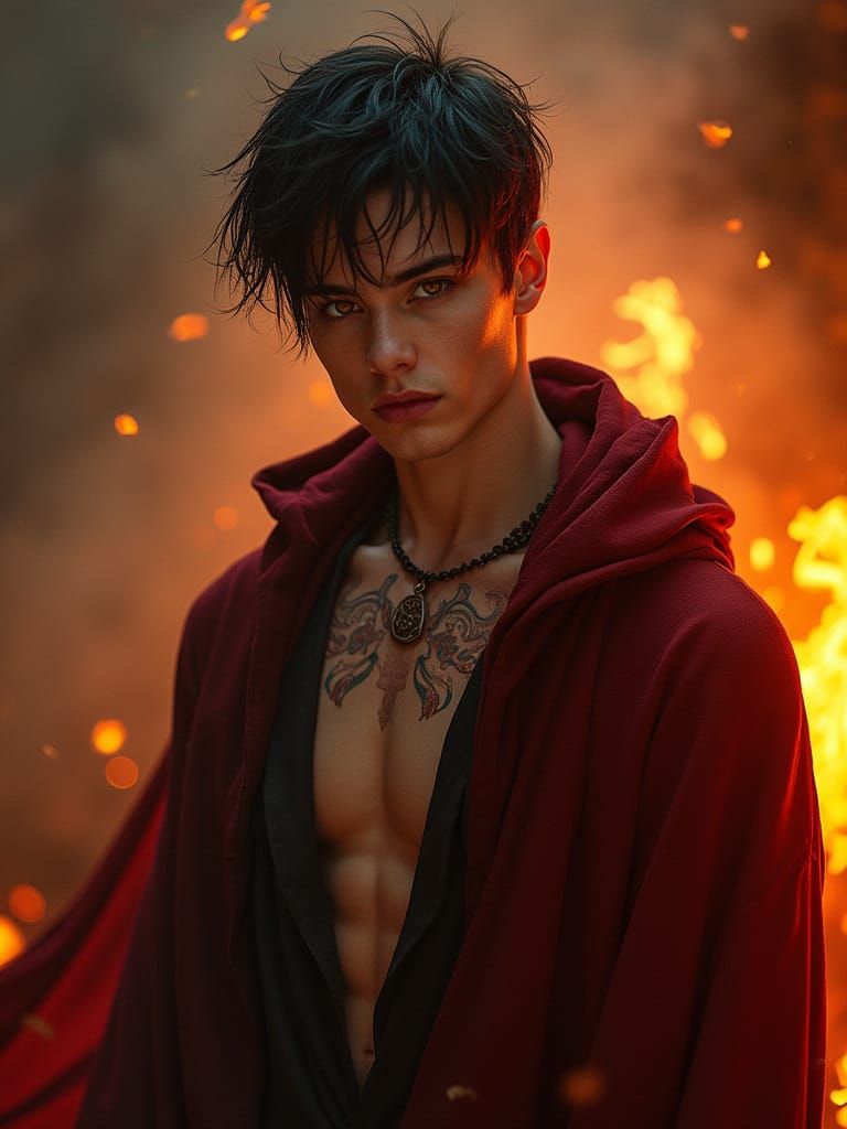 Mysterious Half-Elf in Dark Fantasy Style