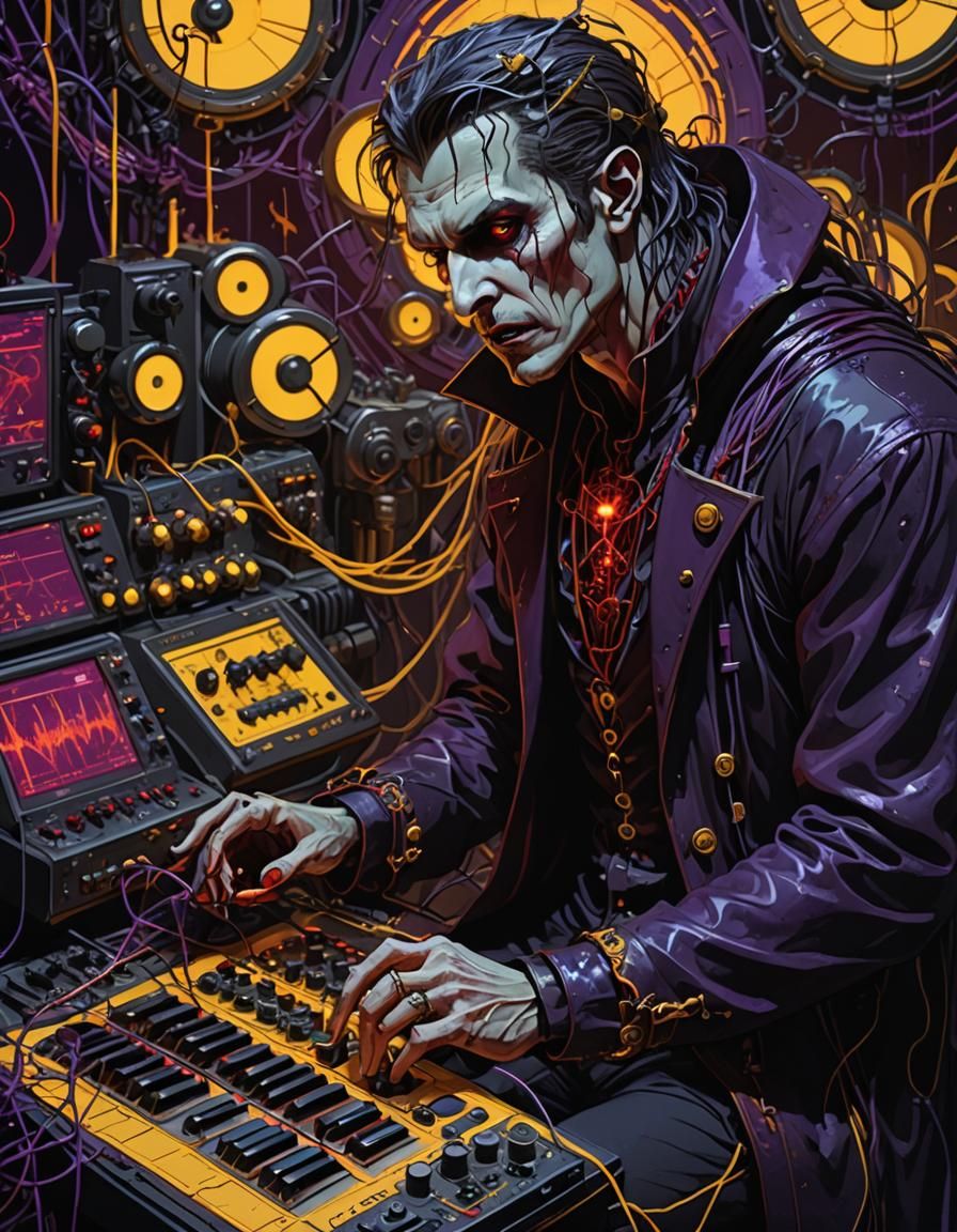 Vampire DJ Plays Techno: Dark Fantasy Art