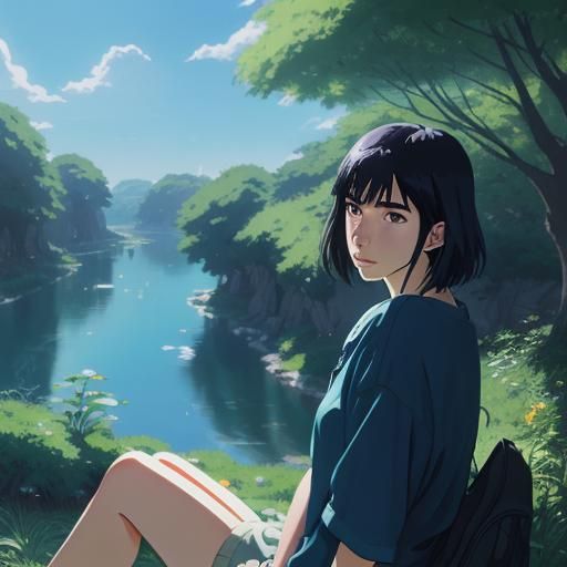 Dua Lipa in Studio Ghibli Anime Style