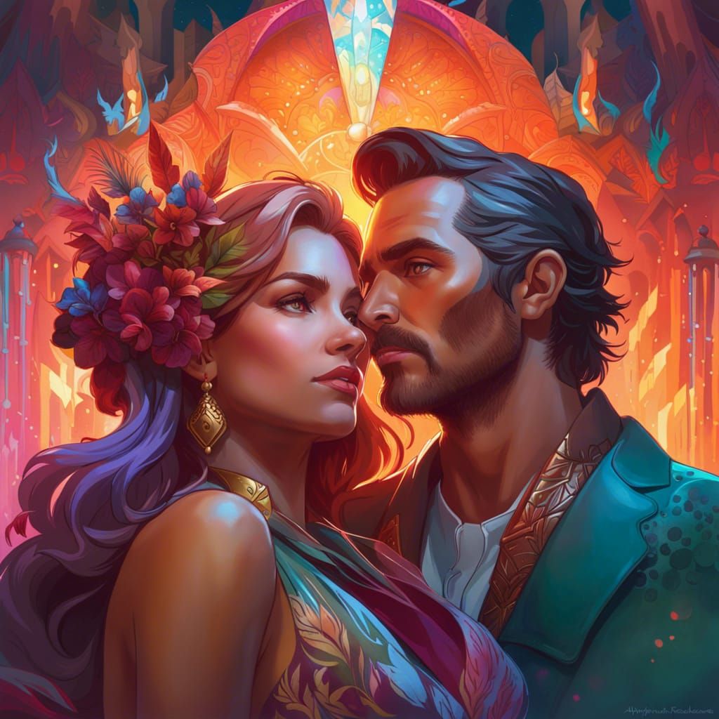 Detailed Portrait of Couple Enjoying Holiday