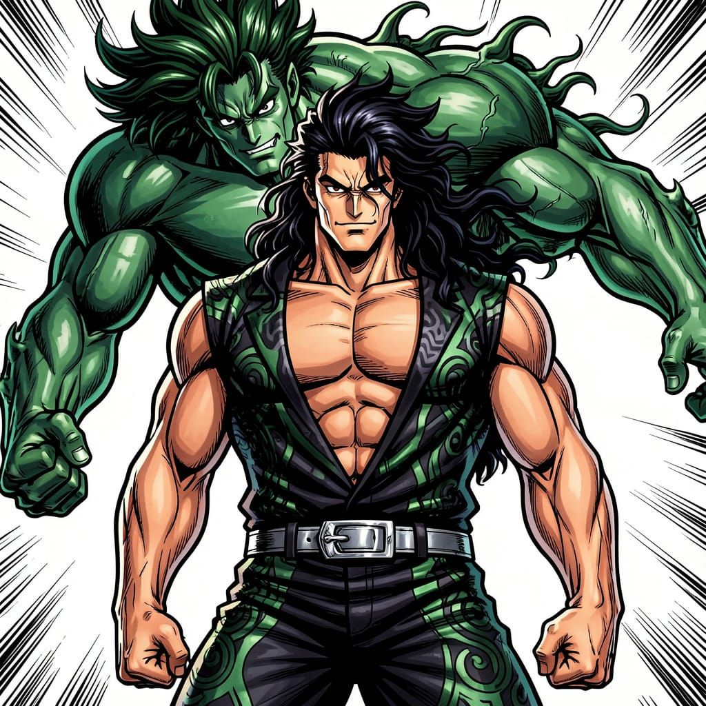 JoJo Stand User in Vibrant Manga Art Style