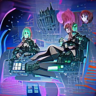 Cyberpunk Anime Girls in Space Castle