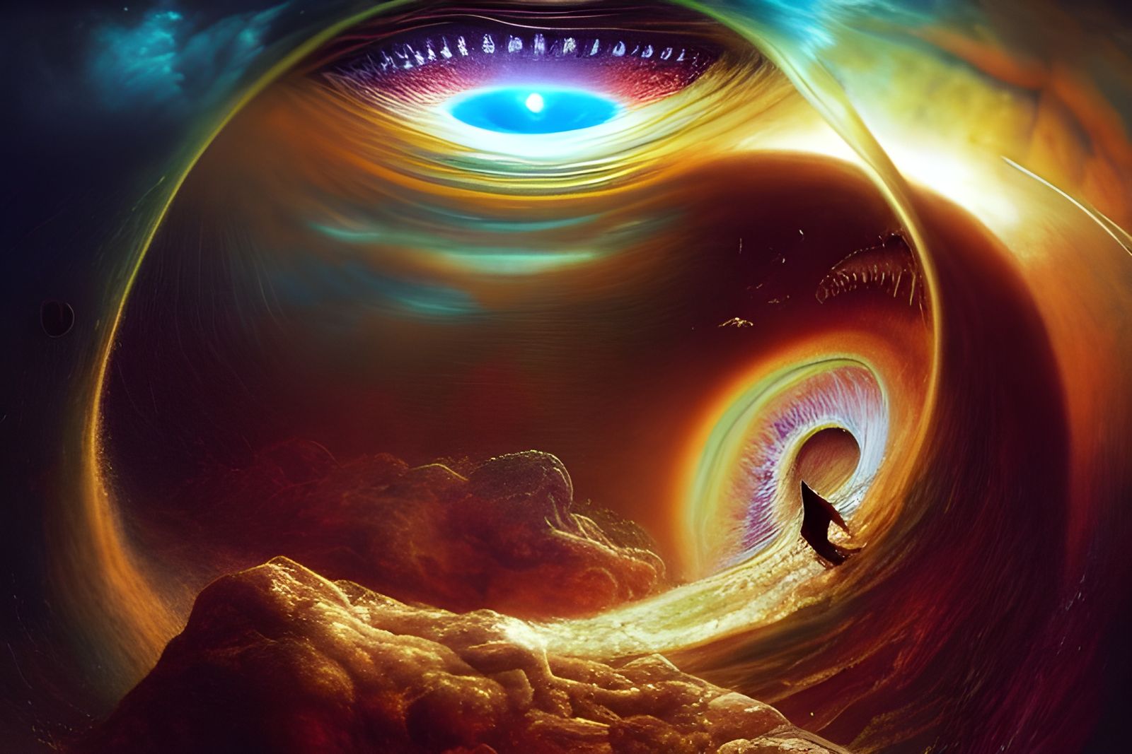 Surreal Wormhole Between Dimensions: Digital Illustration