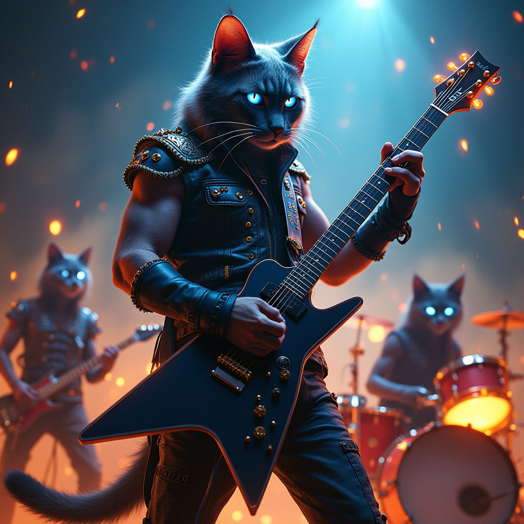 Fierce Feline Frontman Shreds in Metal Band