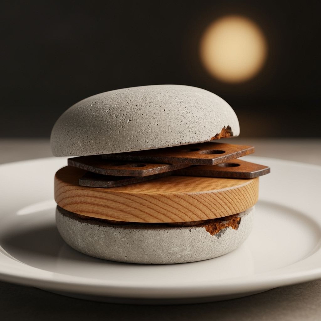 Hyperrealistic Still Life of a Concrete Hamburger