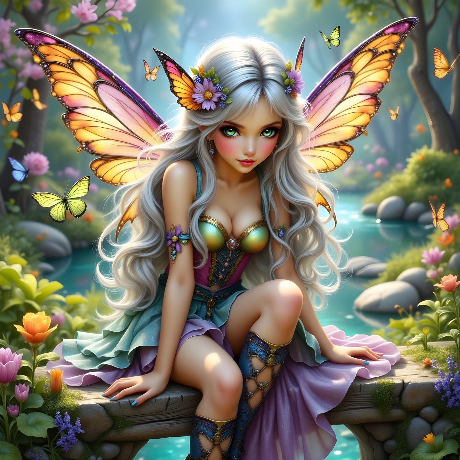 Fantasy Fairy Portrait in Art Nouveau Style