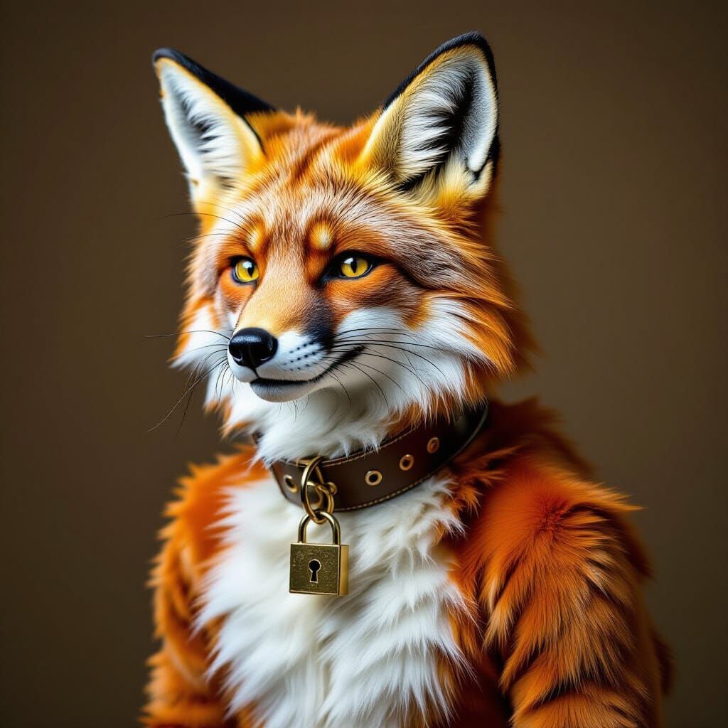 Man in Latex Fox Costume, Studio Portrait