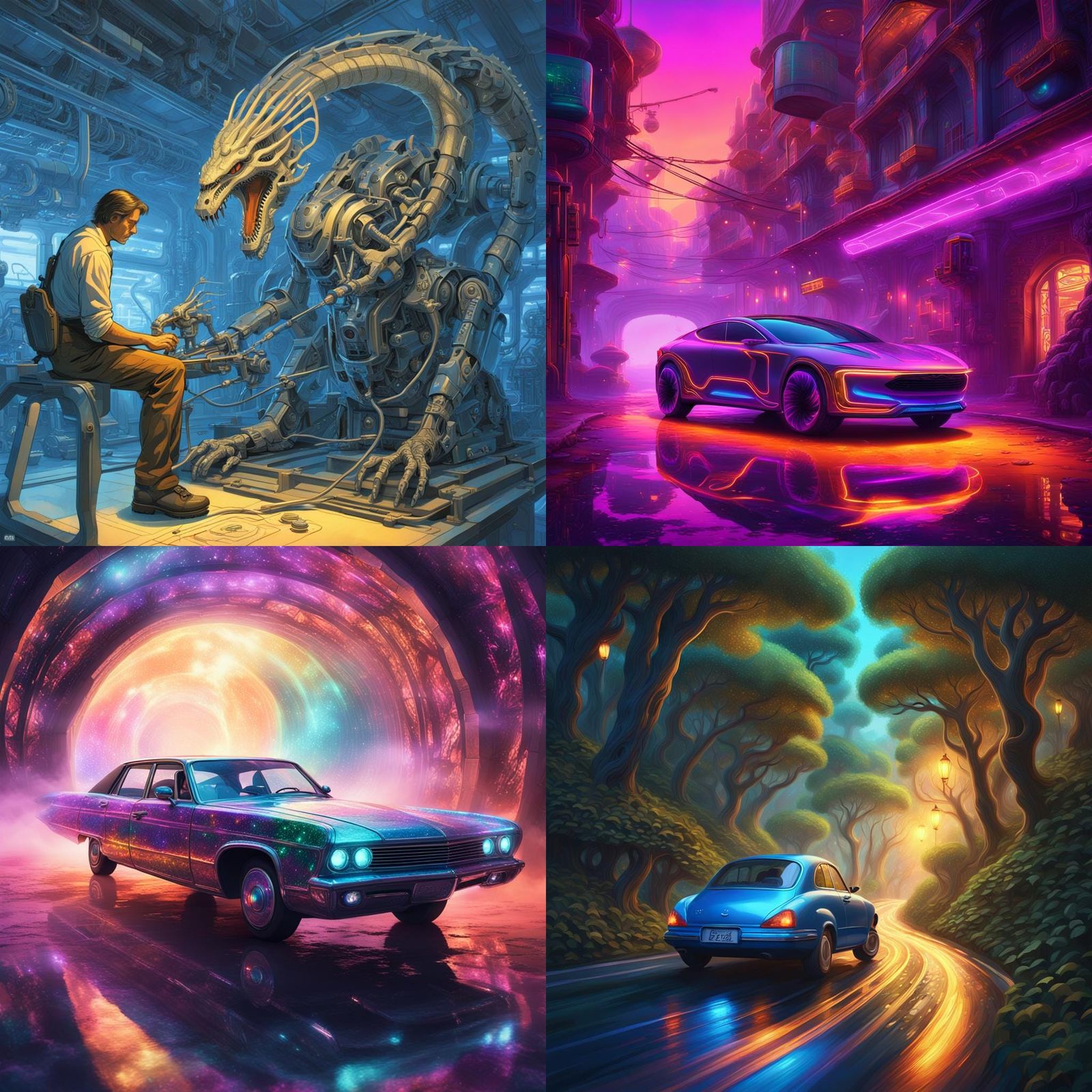 Detailed Matte Painting of Tuning Cars