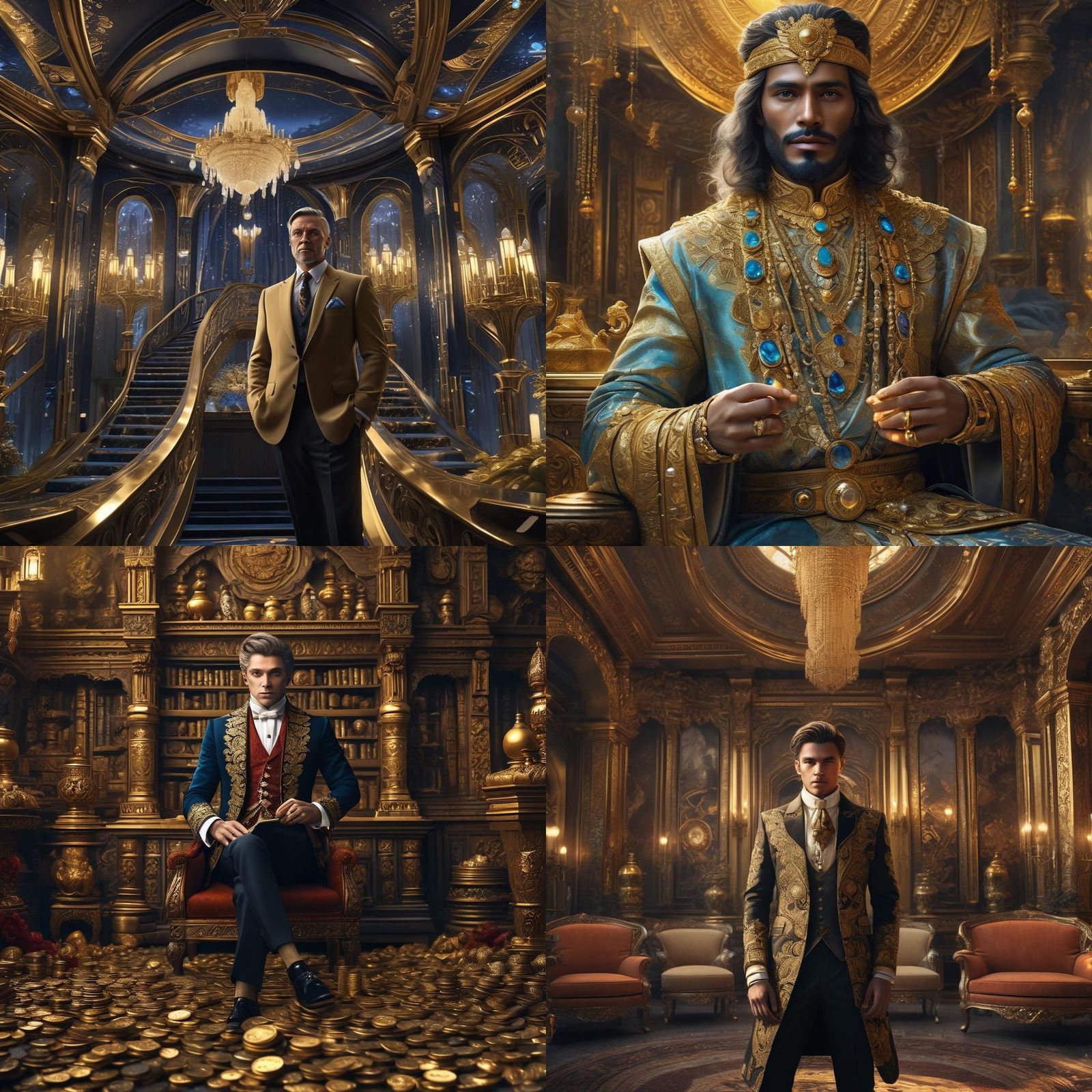 Opulent Tycoon Displaying Wealth: Fantasy Concept Art