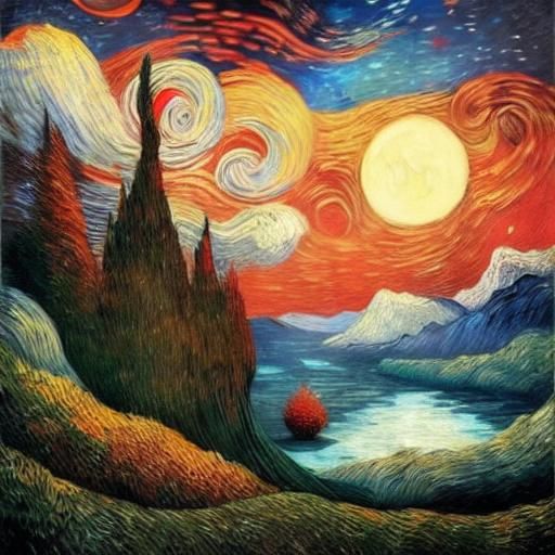 Mythological Moonlit Dream in Patchwork Style