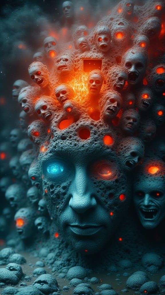 Mindscape of Emotions: Faces Emerging from Water