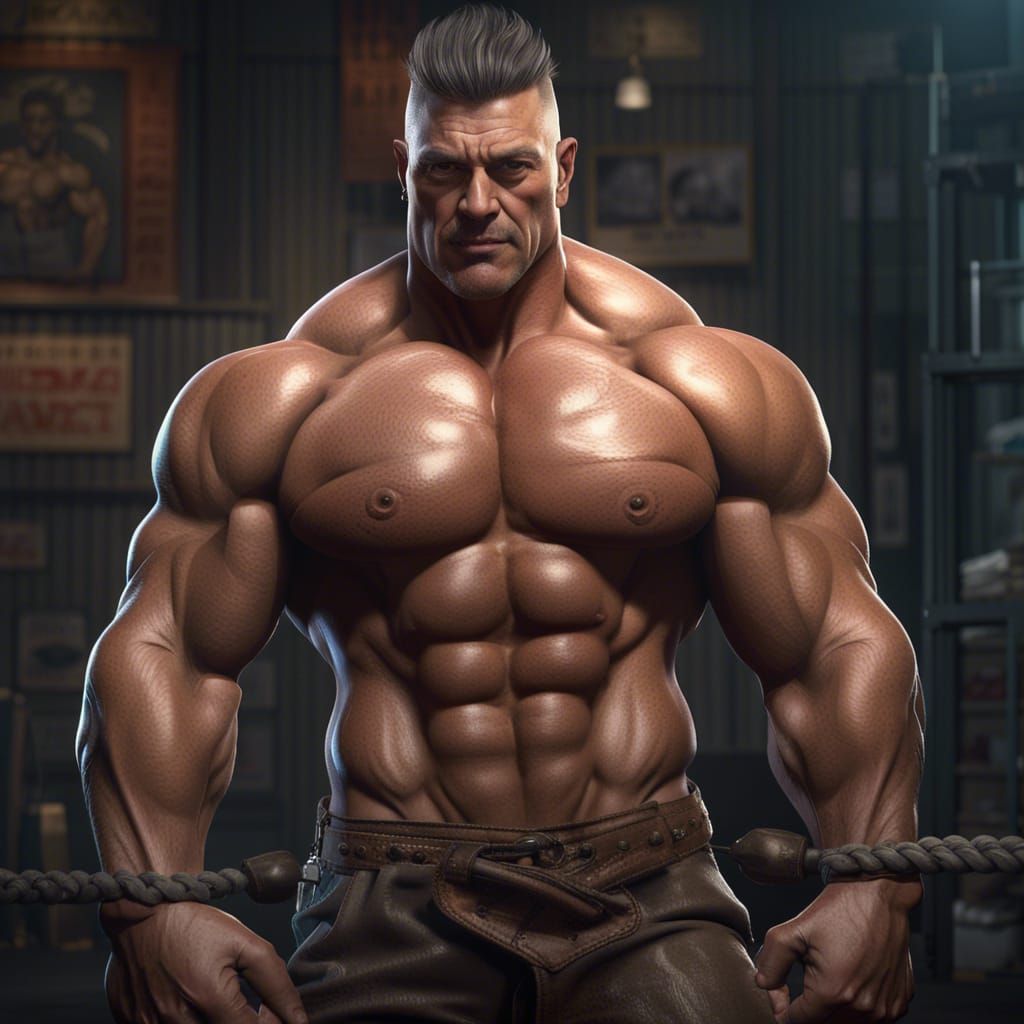 Detailed Bodybuilder Physique in Fantasy Concept Art