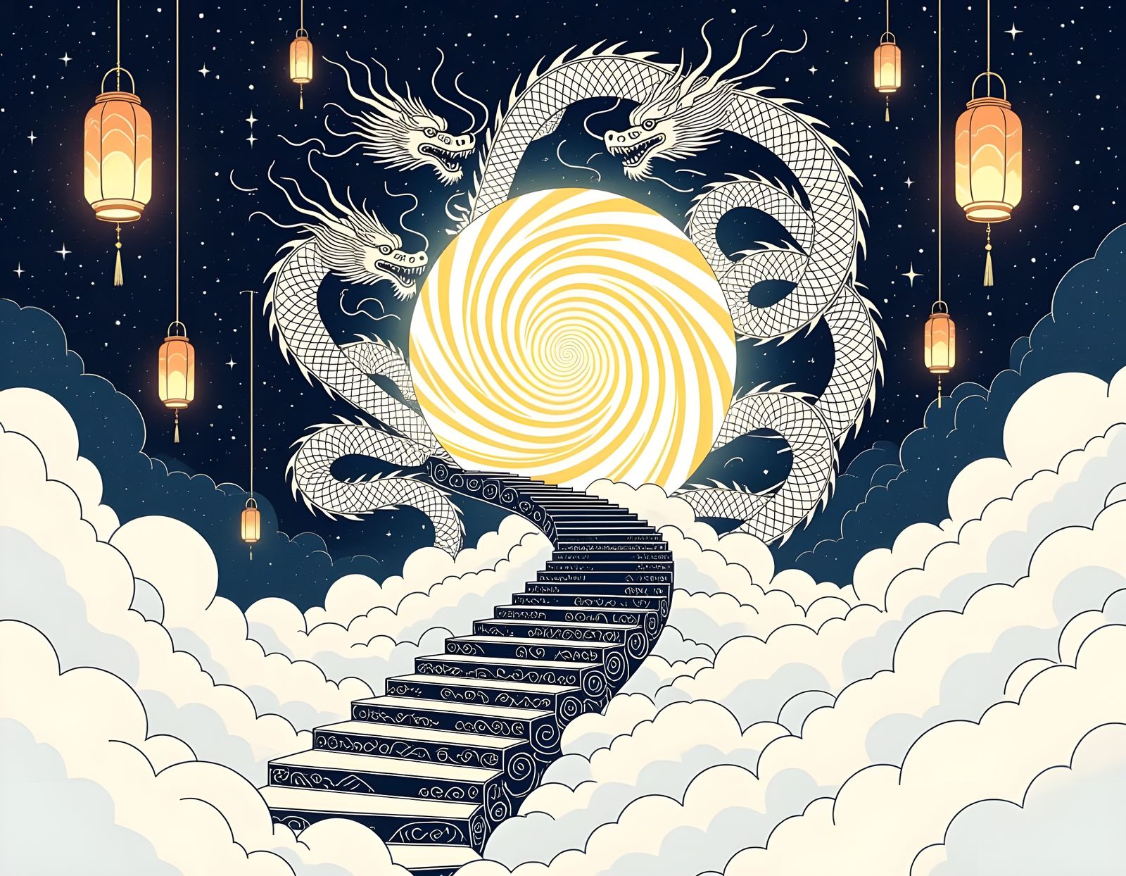 Interdimensional Staircase Ascends From Ink Spiral