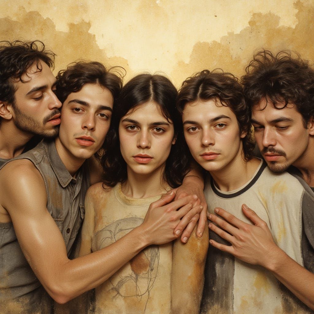 Diverse Friends in Watercolor Embrace