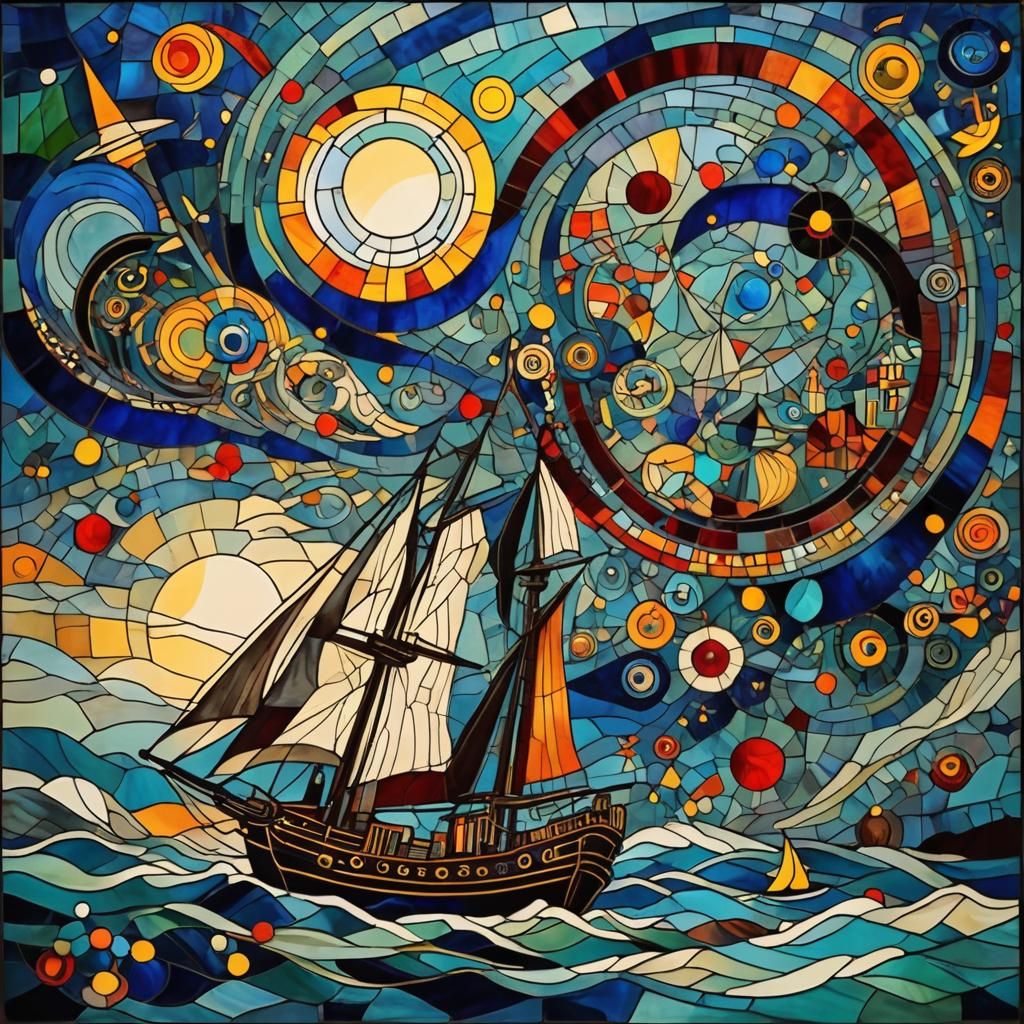 Stained glass ship