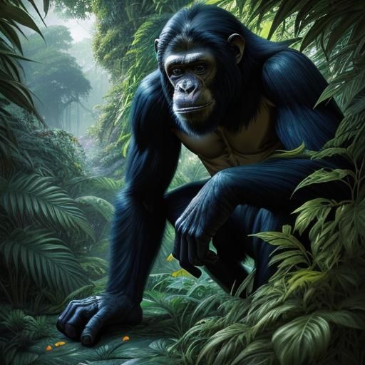 Chimpanzee Army in Lush Anime Concept Art