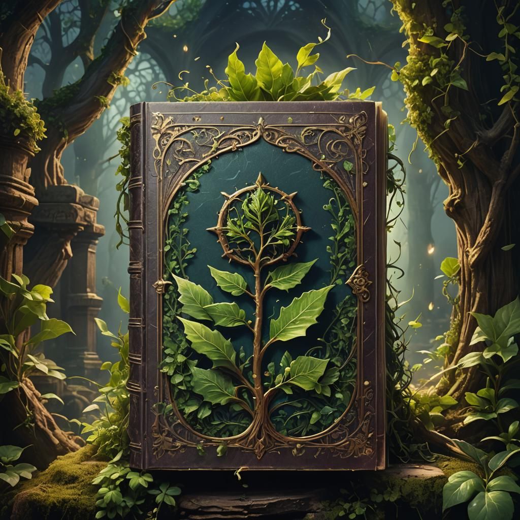 Magical Middle Ages Book with Embedded Plant