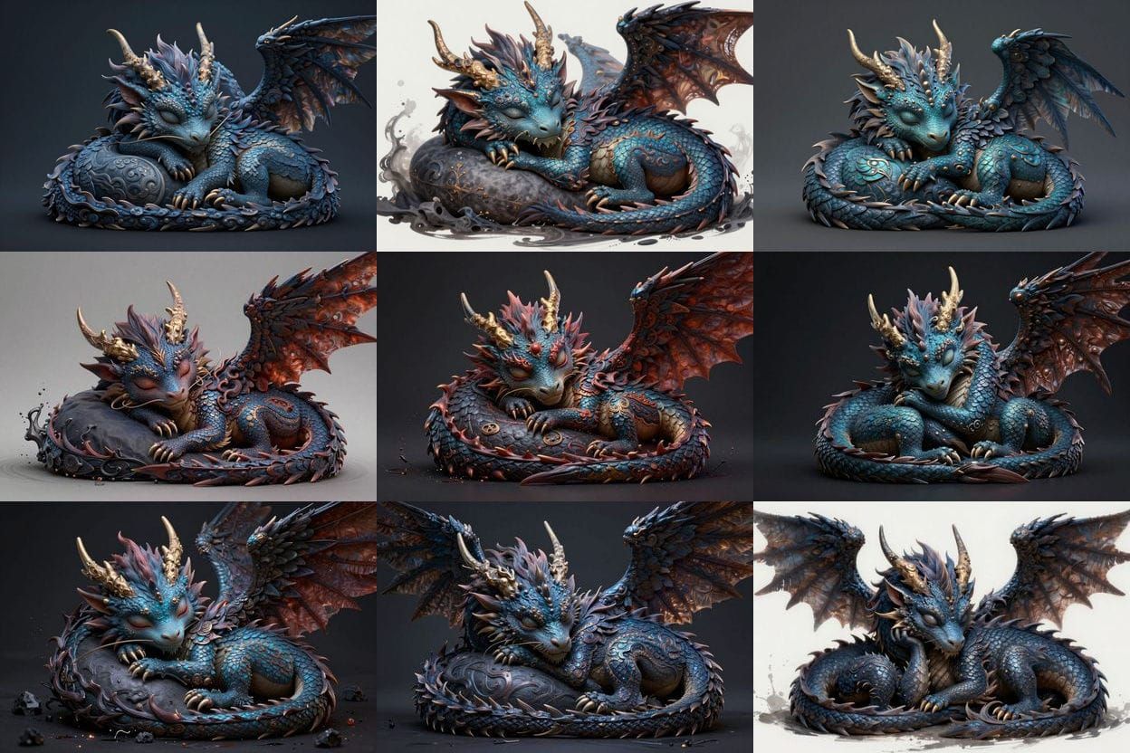 Sleeping Dragon in Deep Color Matte Painting