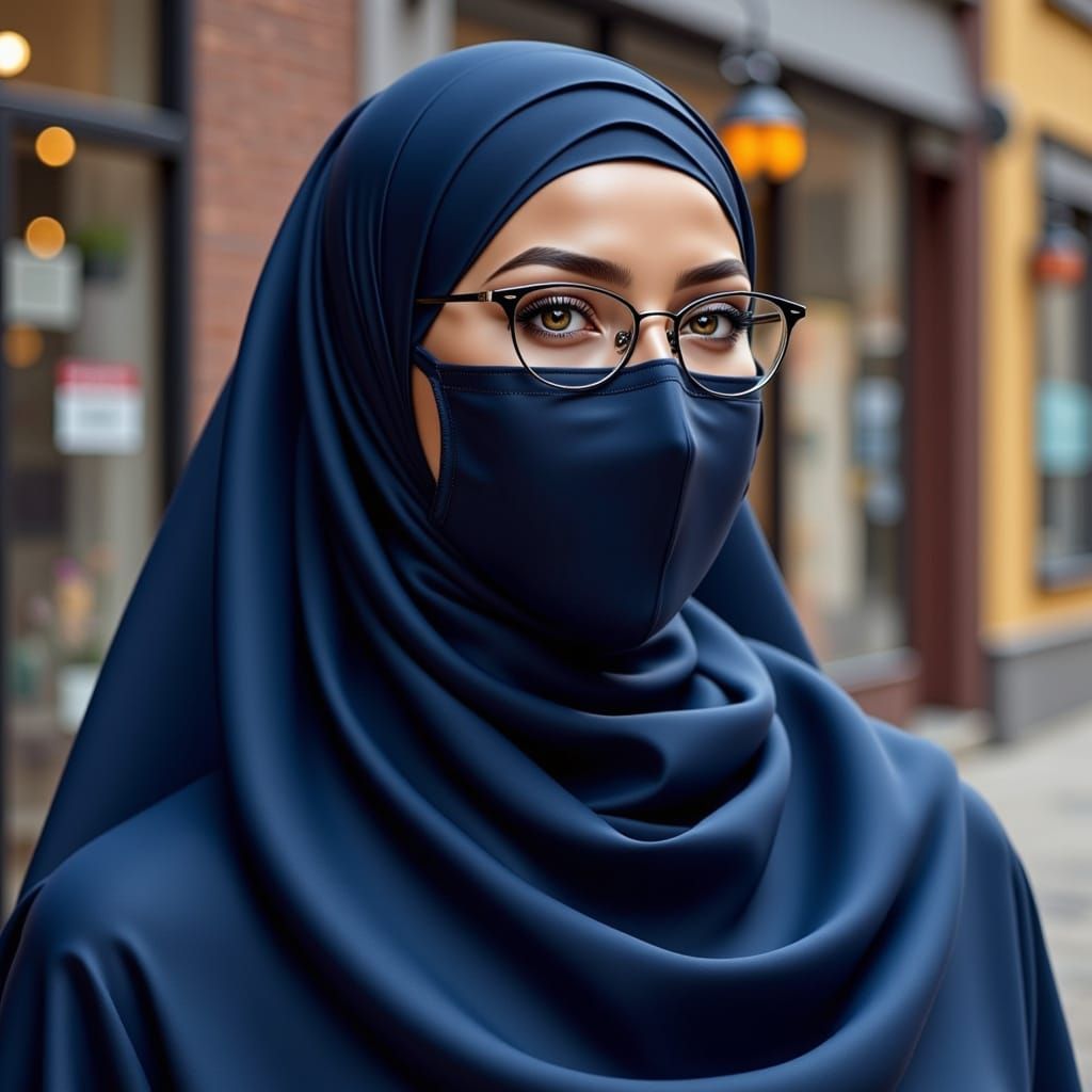 Serene Hijab Student in Dark Blue Attire