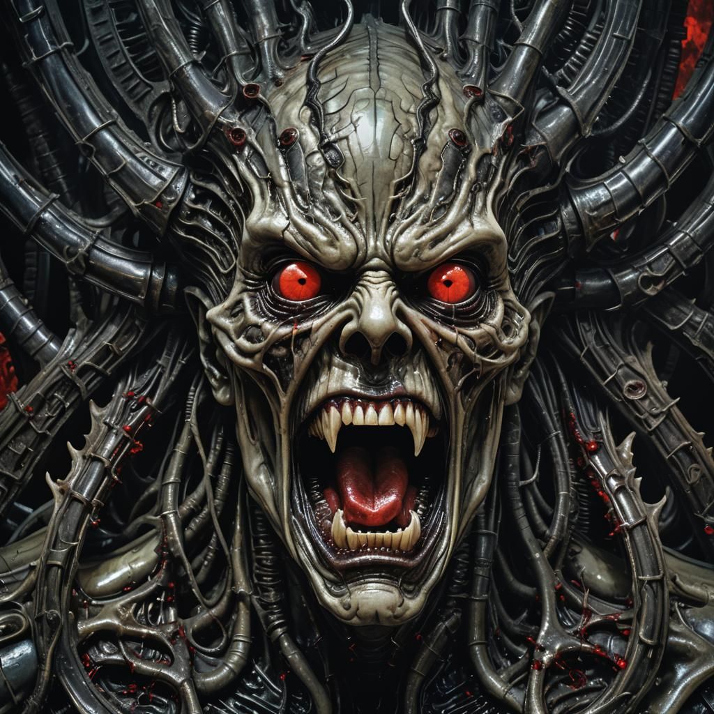 Grotesque Face Screaming in Anguish: Surrealist Portrait