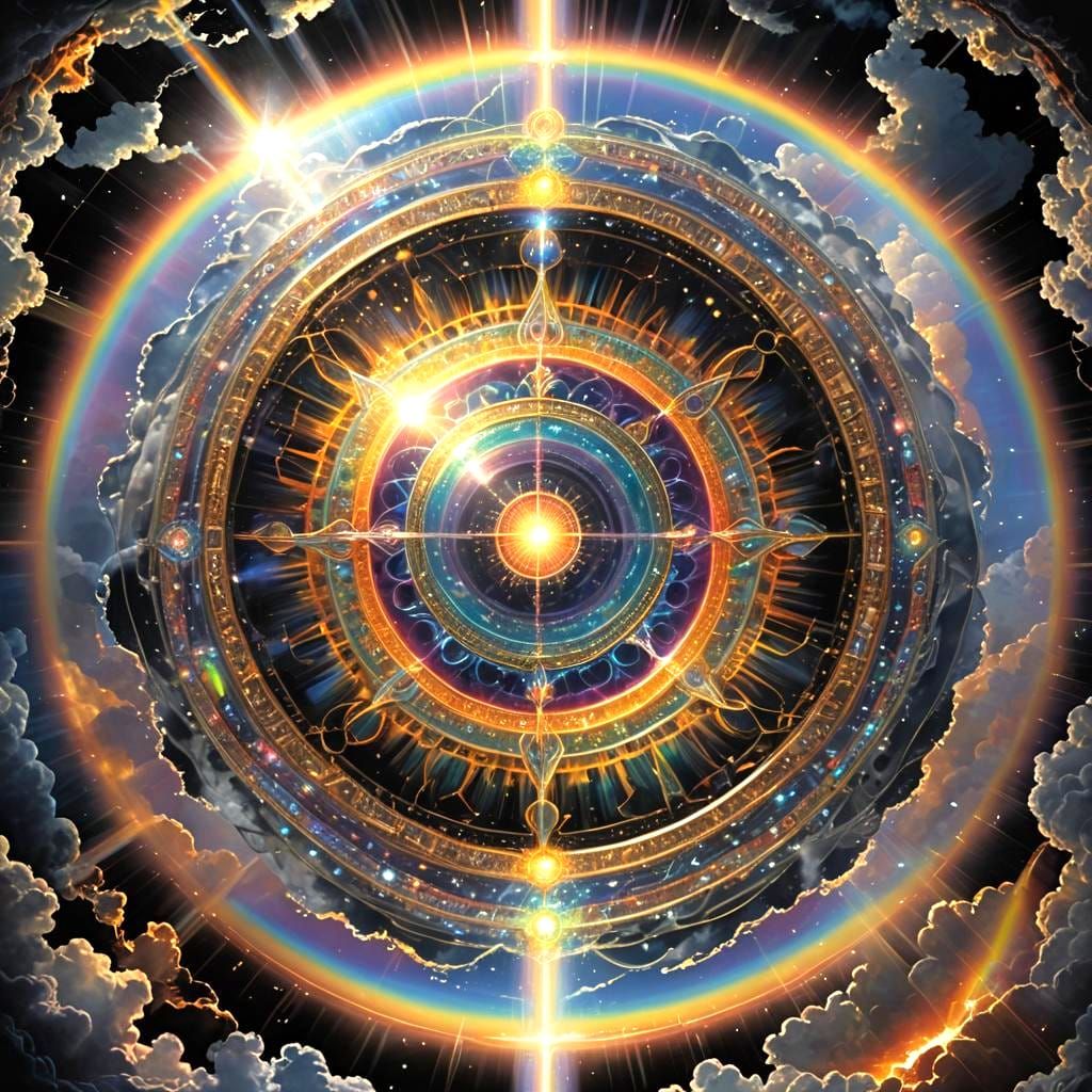 Rainbow Energy Beams in Divine Sky Circles