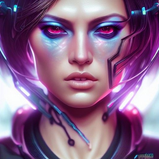 Hyperdetailed Cyberpunk Girl in Cel-Shaded Style