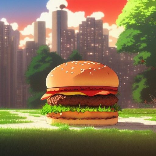 Anime Hamburger in Studio Ghibli Style