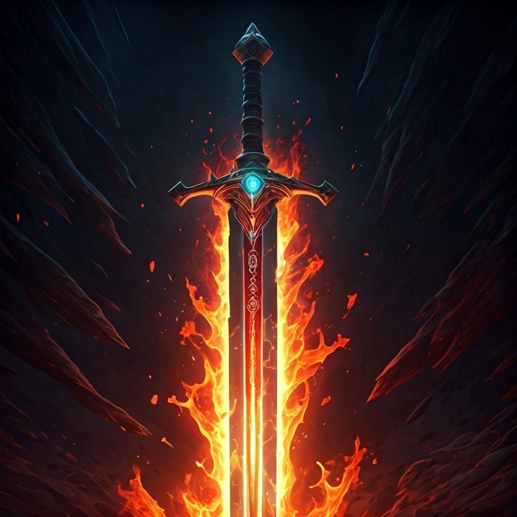 Epic Fantasy Sword Illuminated in Dramatic Color