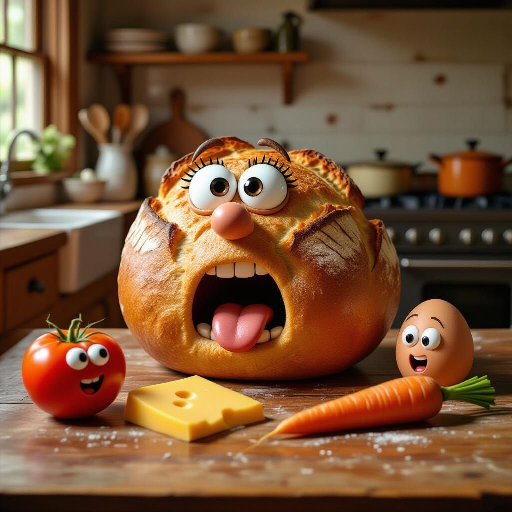 Comedic Loaf of Bread Still Life