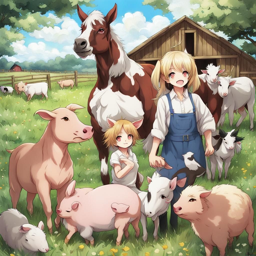 Farm Animals in Anime Key Visual Style