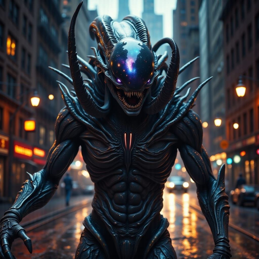 Xenomorph in Desolate New York City Street