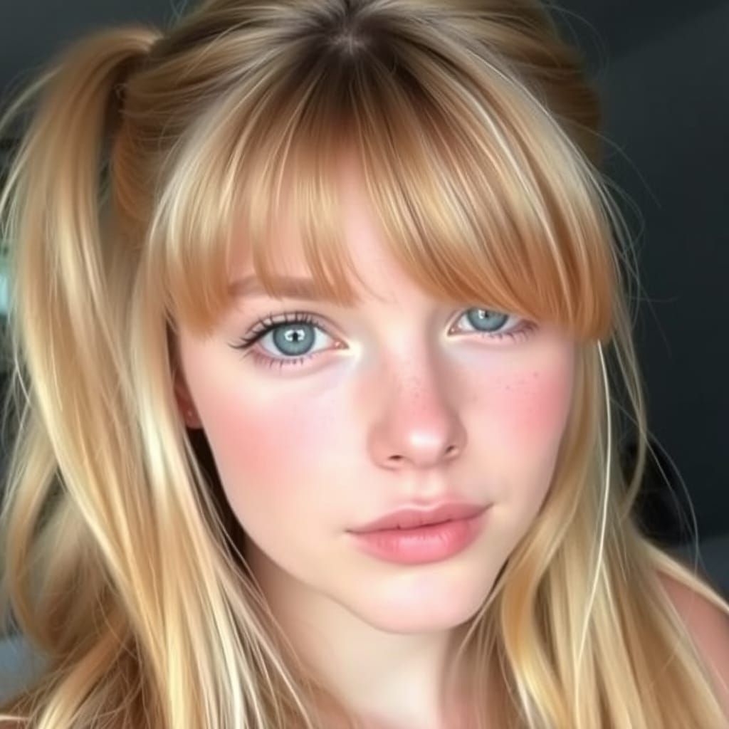 Gorgeous Blonde Girl with Long Ponytail