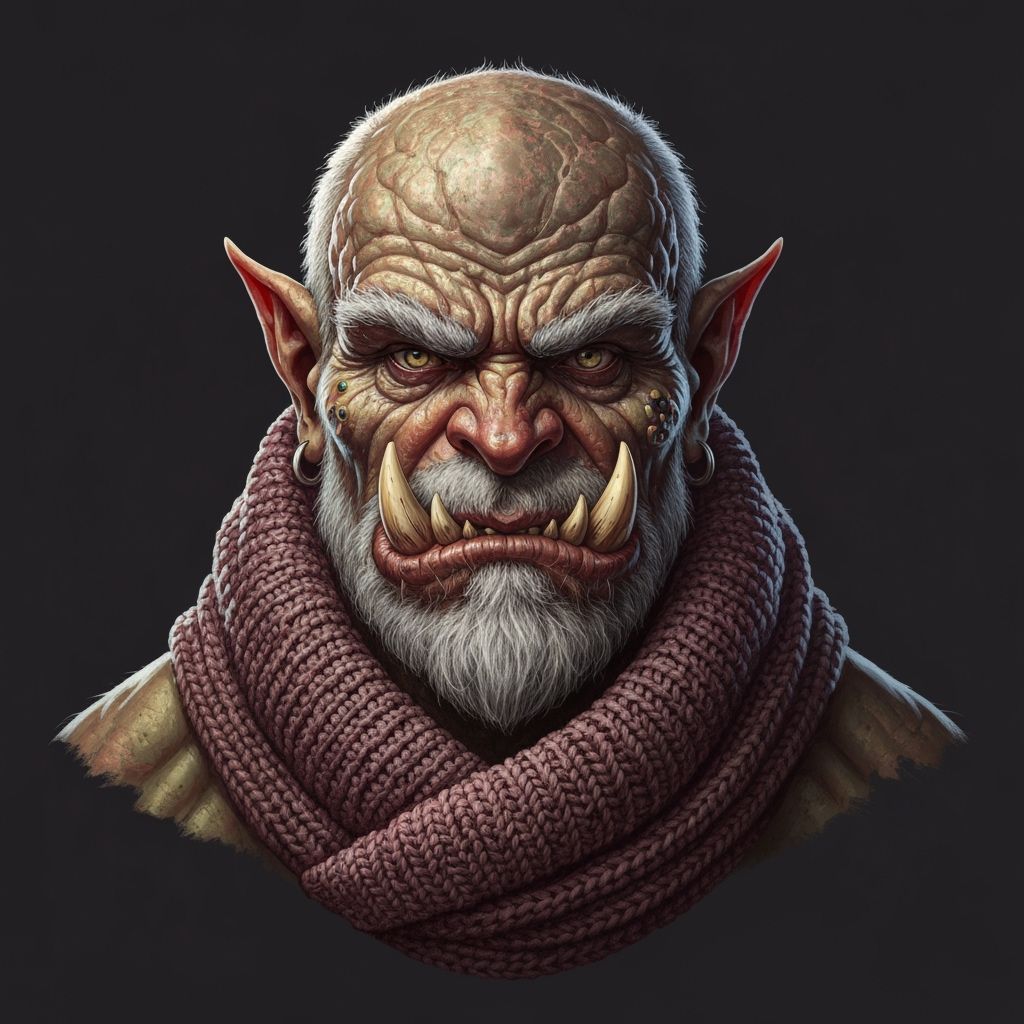 Grizzled Orc Ascetic in Concept Art Style