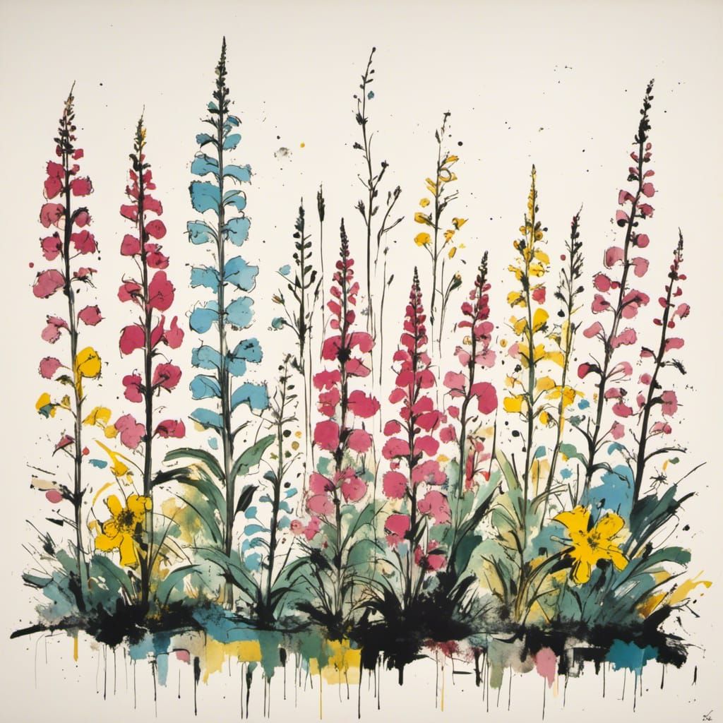 Botanical Foxglove Print with 3D Shading