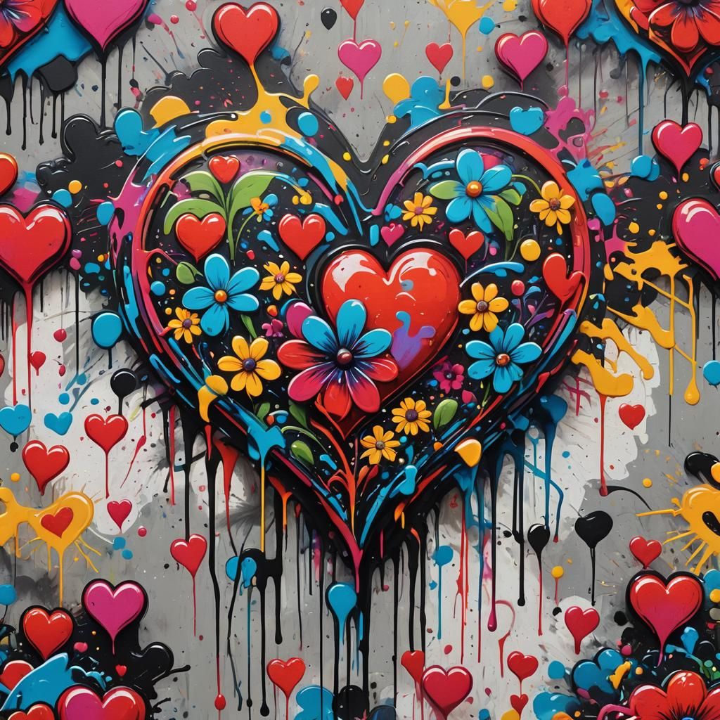 Graffiti Art: Love Heart Flower Explosion