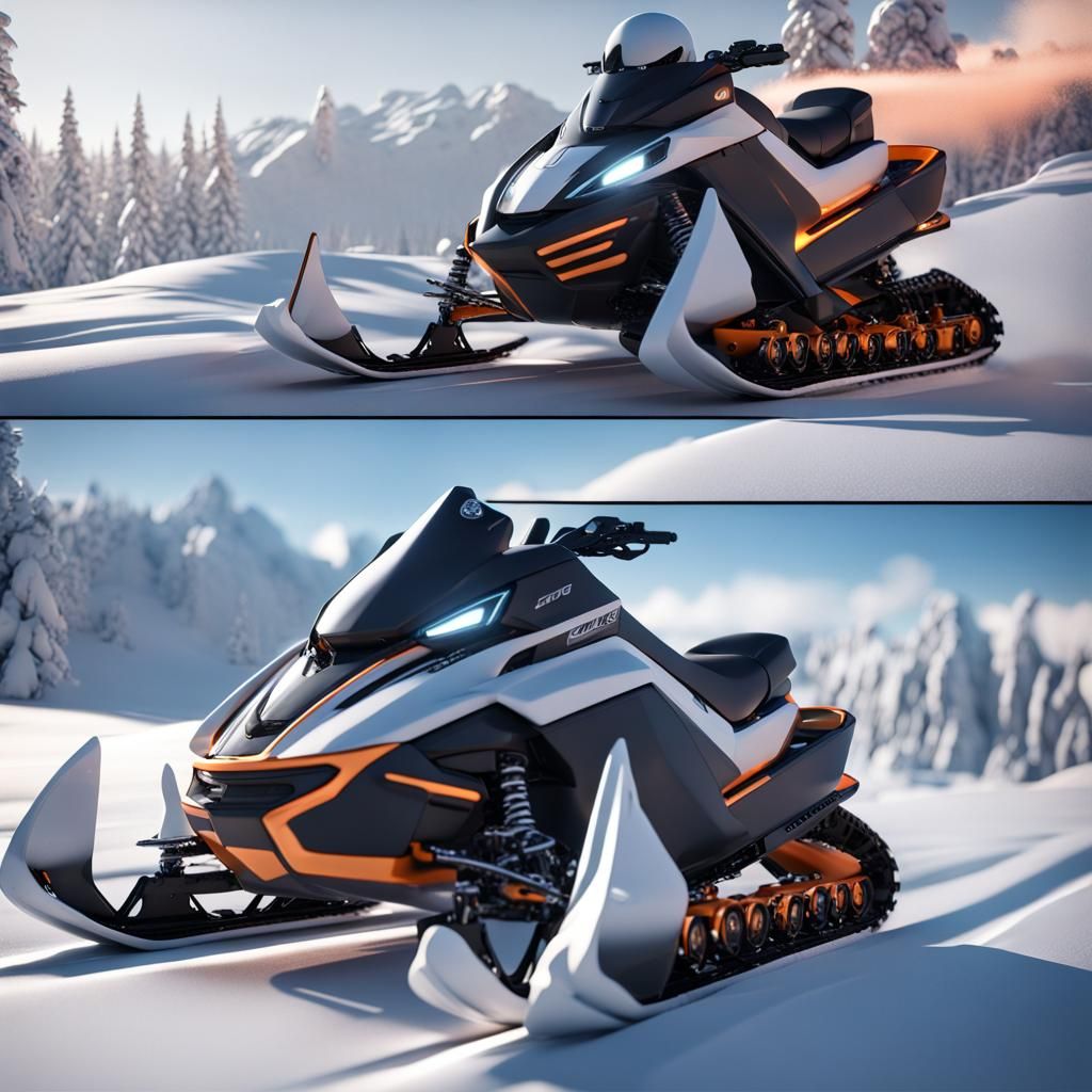 Futuristic Snowmobile for Extreme Winter Sports