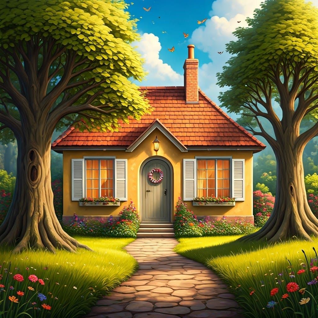 Charming Storybook Cottage Amidst Lush Emerald Landscape