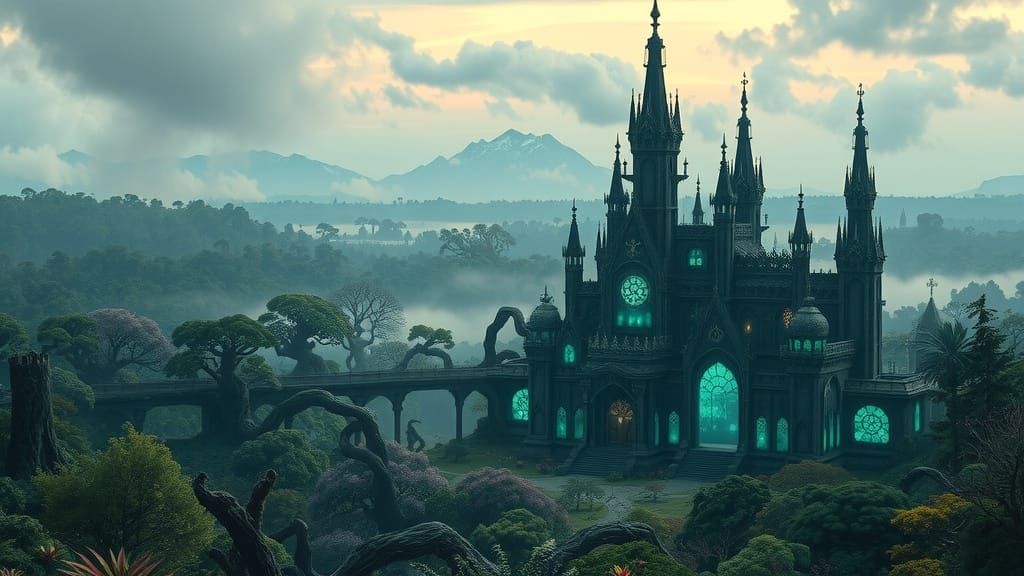 Primordial Fantasy Kingdom in Vibrant Forest Aesthetic