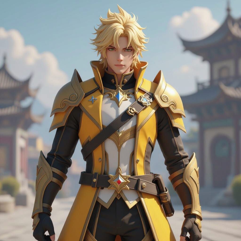 Jaune Arc as Phainon in 3D Game Cinematic Style