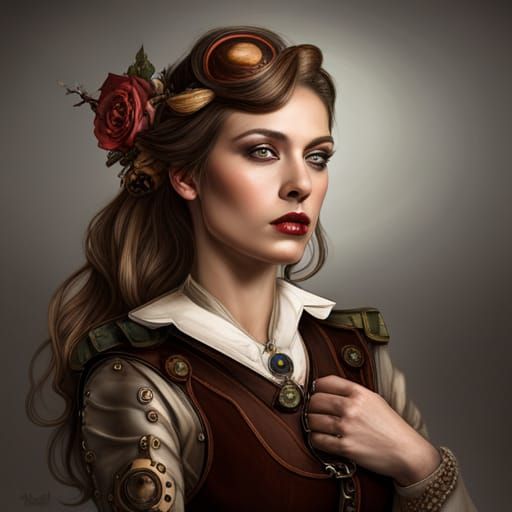 Steampunk Beauty: Woman and Engine Fusion