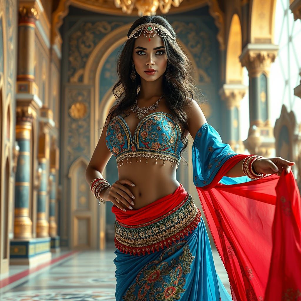 Ethereal Arabian Beauty in Majestic Palace Setting