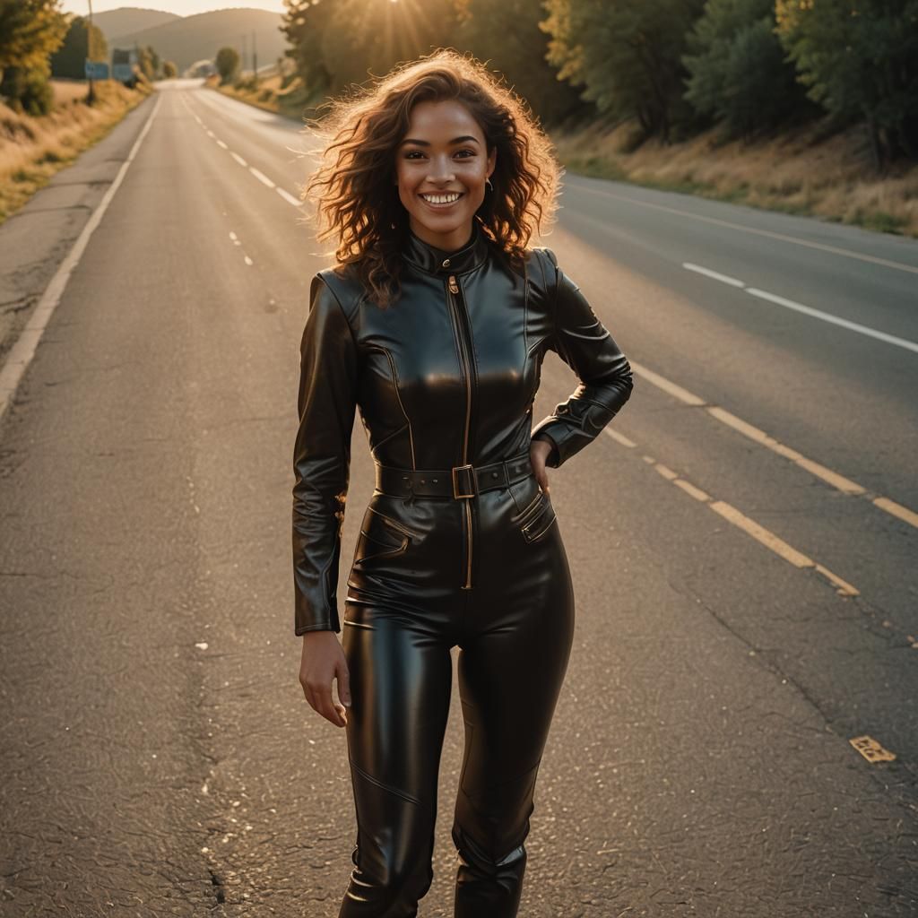 Lady in Leather Suit: Cinematic Portrait