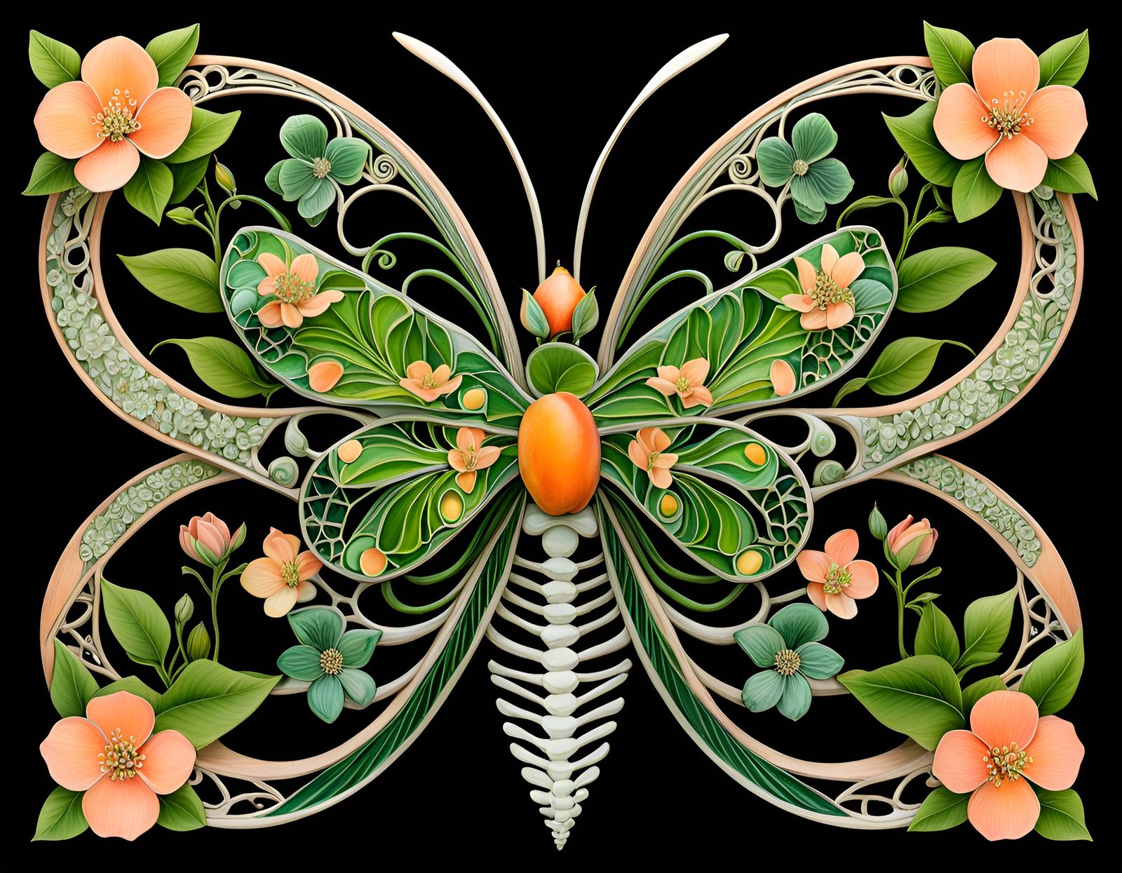 Peach Blossoms in Texas with Baltimore Oriole