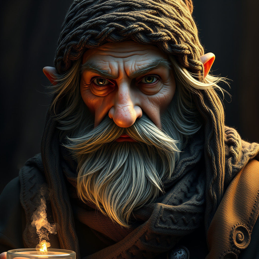 Dwarf Alchemist Portrait in Renaissance Style