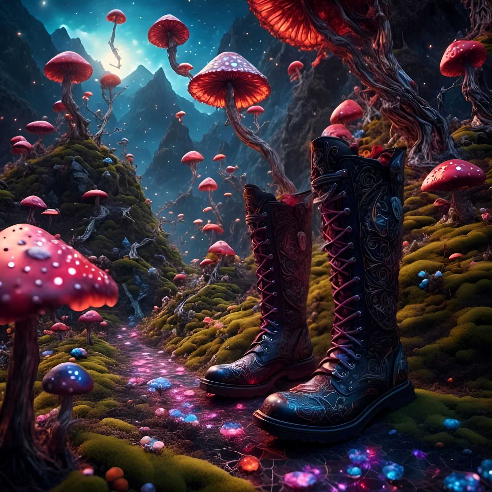 Psychedelic Fairytale: Fairies Dancing with Dwarf