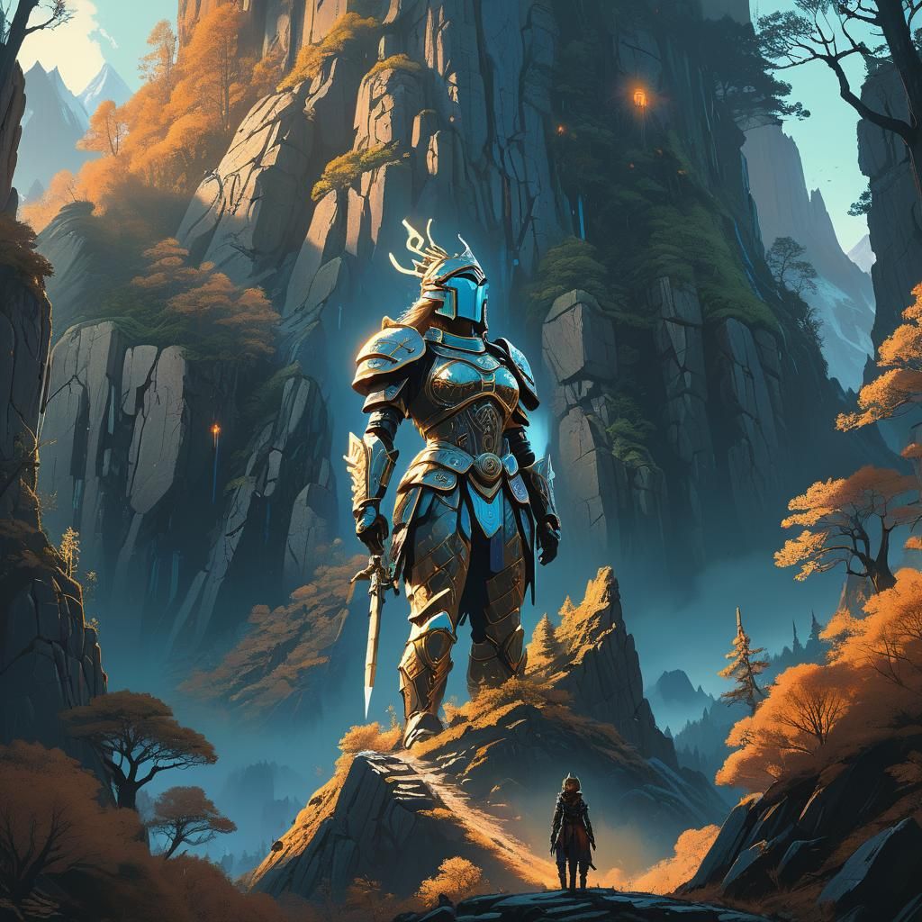 Goddess Lifts Mountain in Mystic Forest