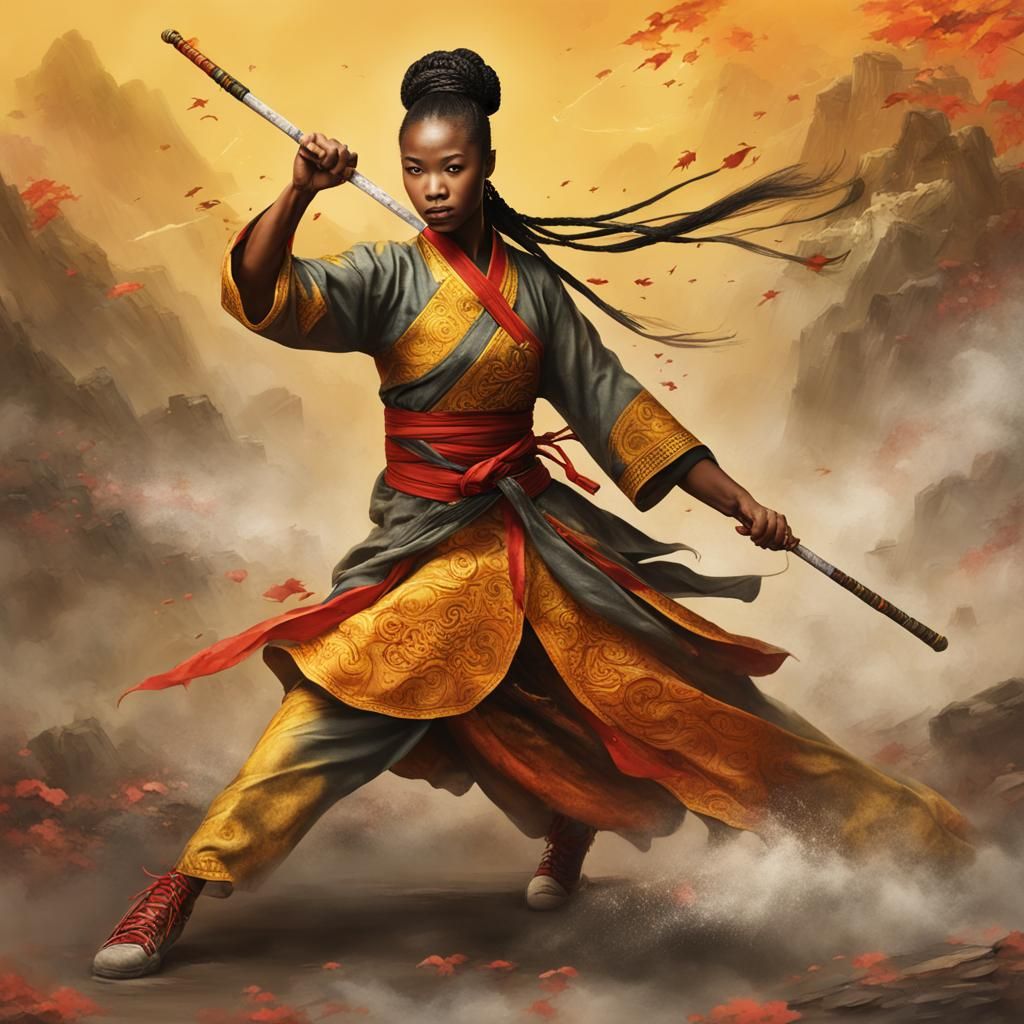 African-Chinese Shaolin Kung Fu Warrior Princess