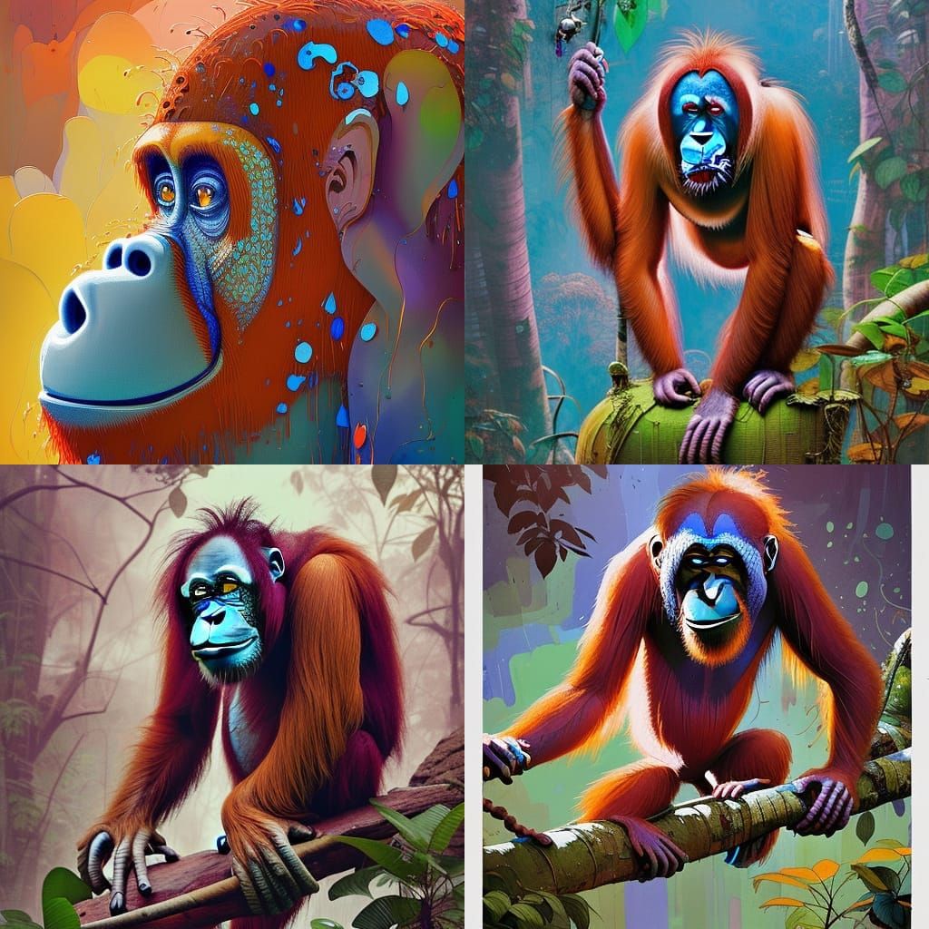 Orangutan Photoillustration in Maximalist Style